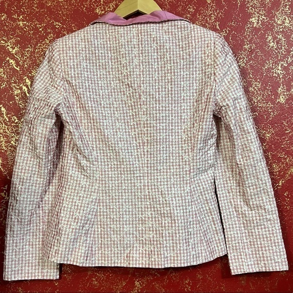 PAULE VASSEUR Silk Pink Eyelet Fabric Barbiecore Barbie core Jacket Blazer 6 38 - Picture 6 of 15